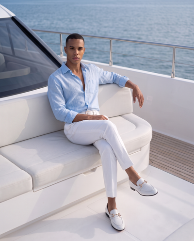 The Monaco White Leather Men Shoe Bit Loafer