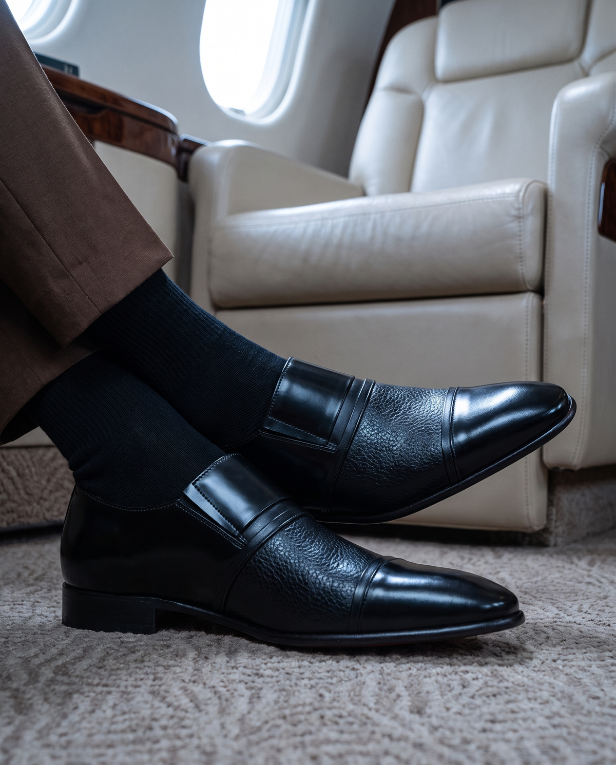 Vinci Leather The Everest Black Leather Cap Toe Dress Loafer Men Shoe – product view 7