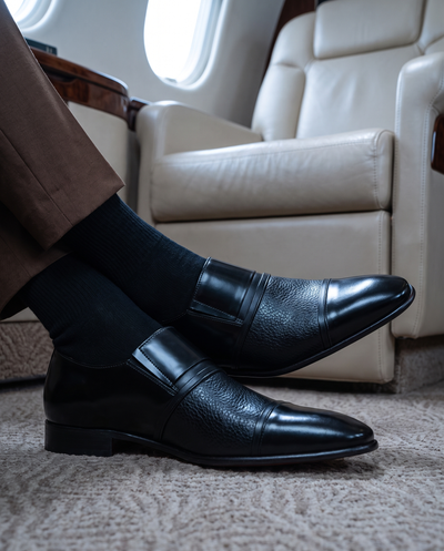 Vinci Leather The Everest Black Leather Cap Toe Dress Loafer Men Shoe – product view 7