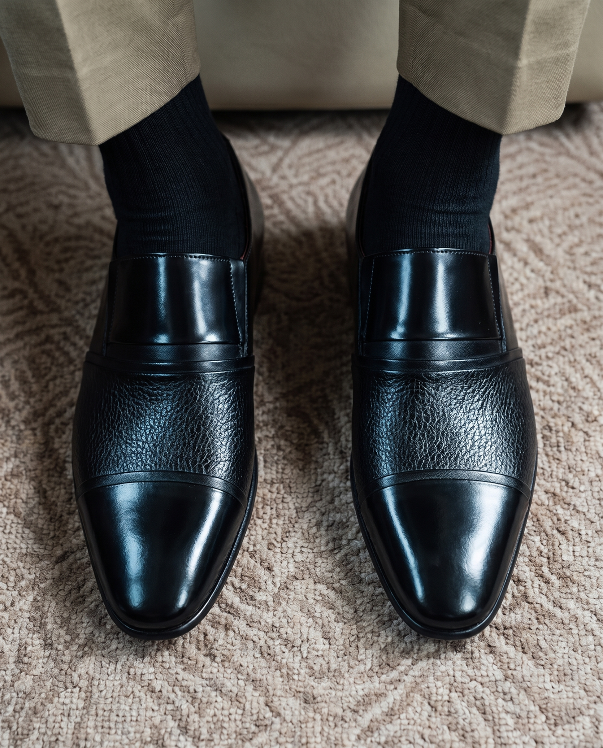 Vinci Leather The Everest Black Leather Cap Toe Dress Loafer Men Shoe – product view 15