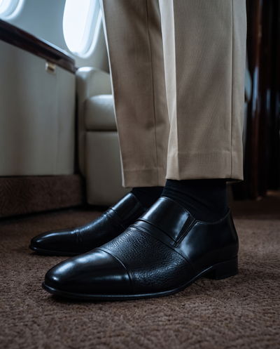 Vinci Leather The Everest Black Leather Cap Toe Dress Loafer Men Shoe – product view 11