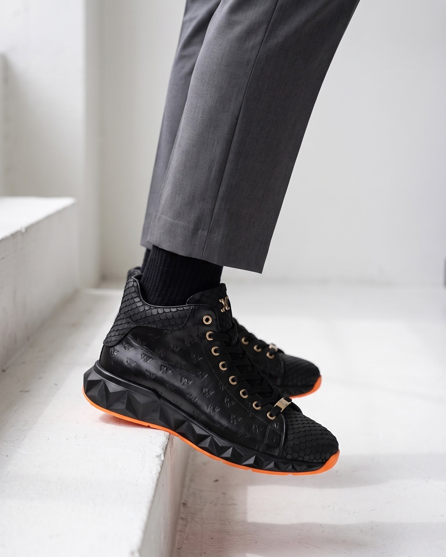 The Caesars Black Leather High-Top Men Sneaker