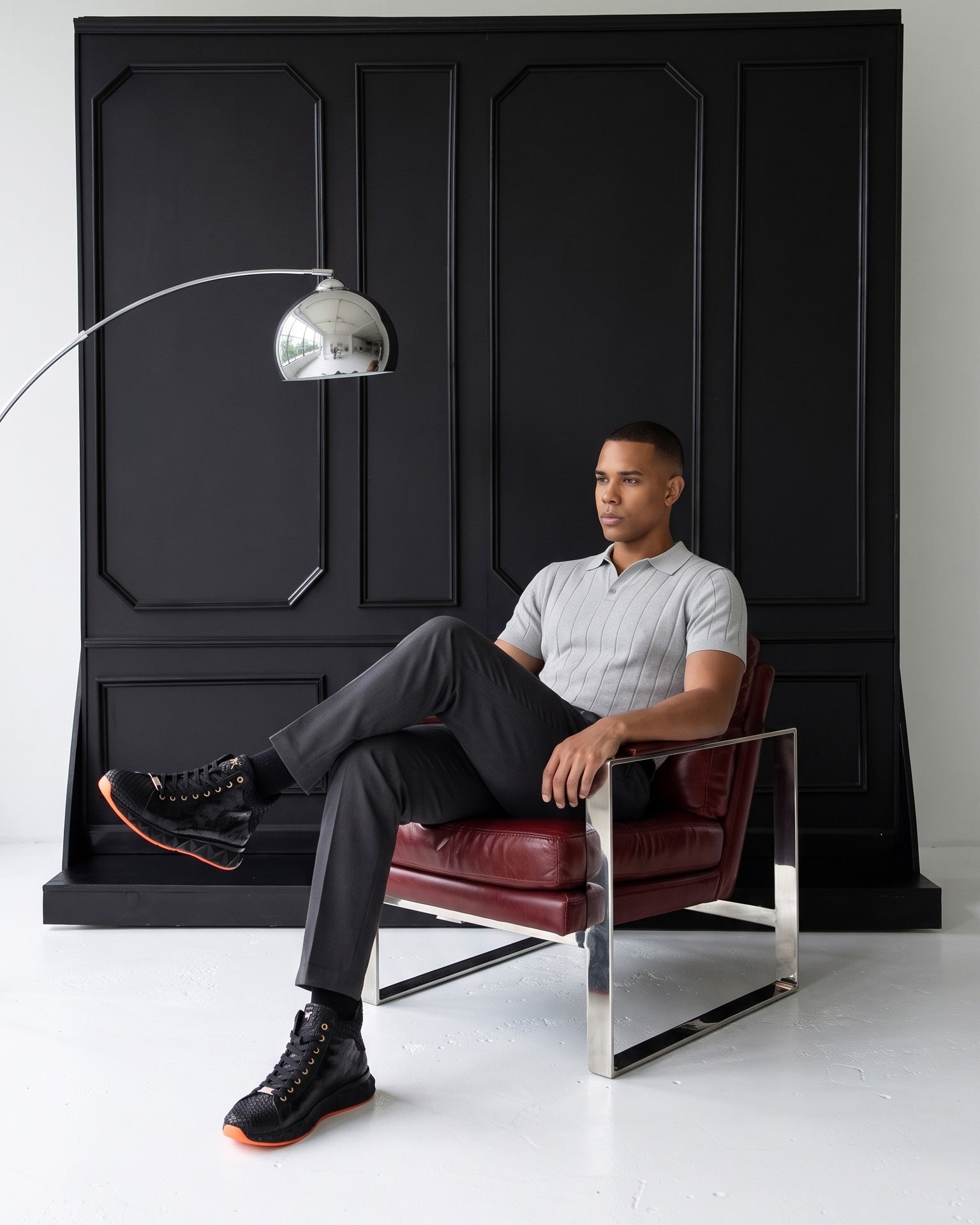 The Caesars Black Leather High-Top Men Sneaker