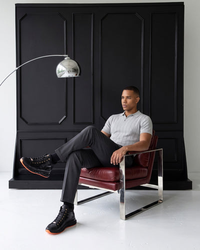 The Caesars Black Leather High-Top Men Sneaker