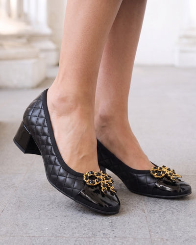 Vinci Leather The Bellarose Black Quilted Leather Women Heel – product view 9