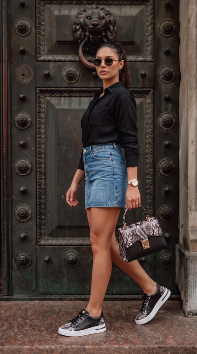 Vinci Leather The Burano Black & White  Leather Women Sneaker – product view 6
