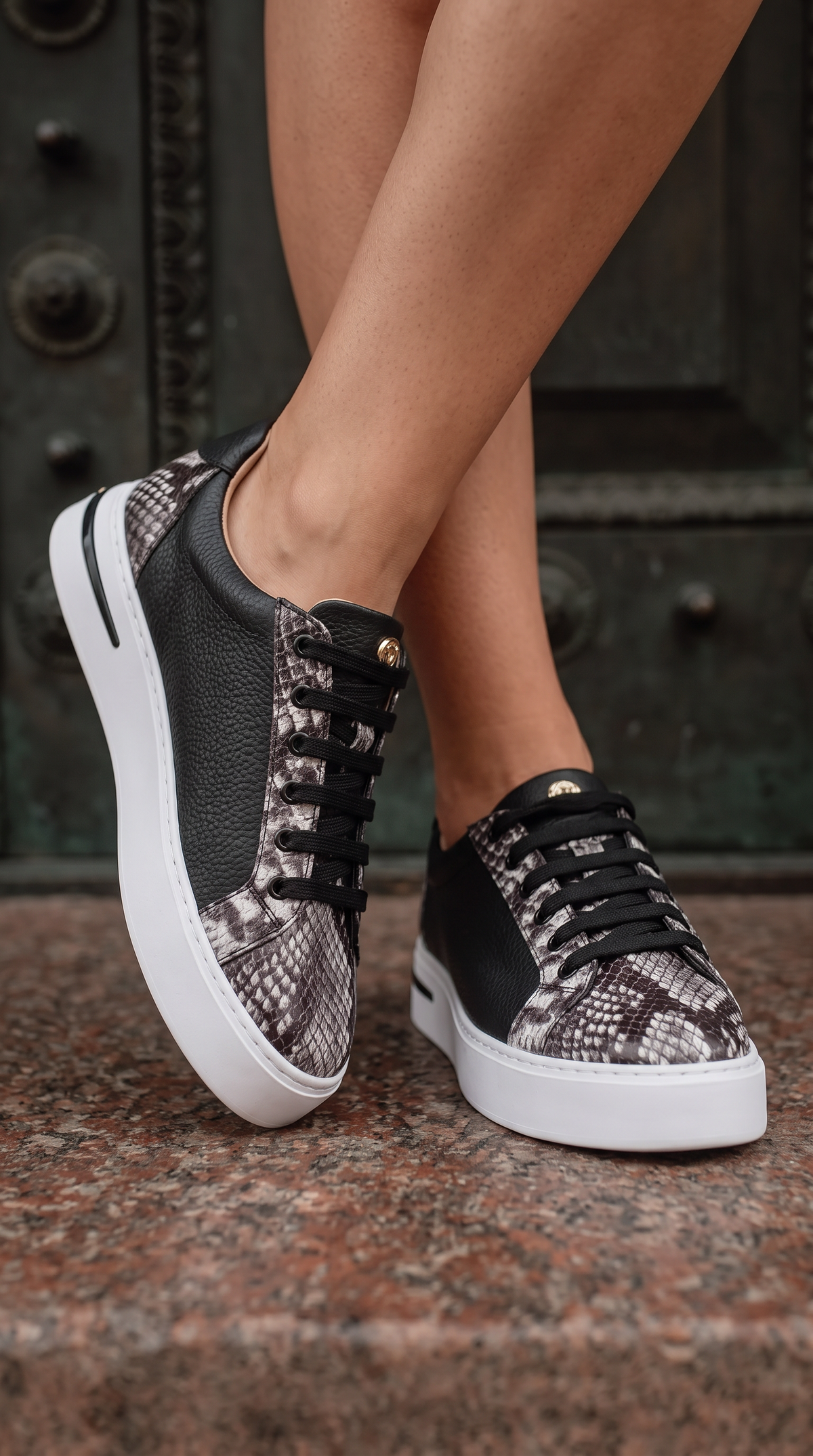 Vinci Leather The Burano Black & White  Leather Women Sneaker – product view 10
