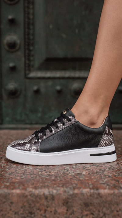 Vinci Leather The Burano Black & White  Leather Women Sneaker – product view 11