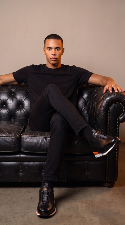 The Milford  Black  Leather Men Sneaker