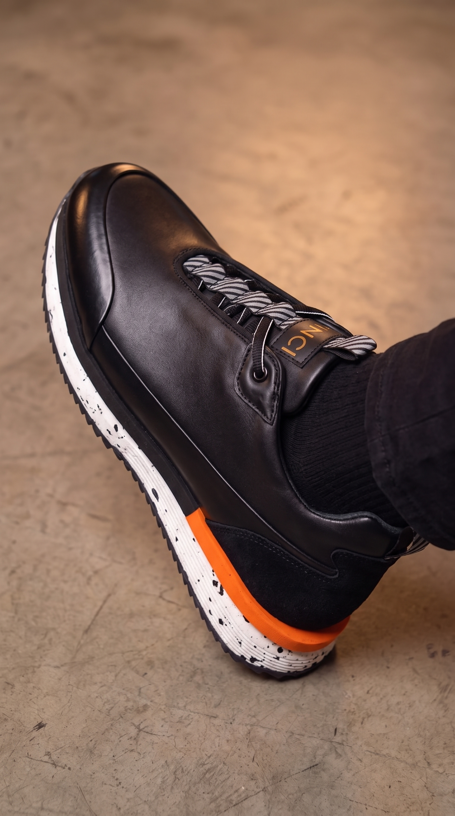 The Milford  Black  Leather Men Sneaker
