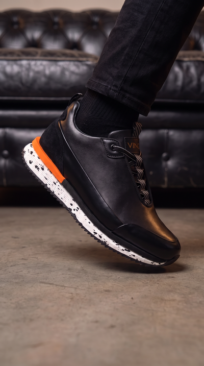 The Milford  Black  Leather Men Sneaker