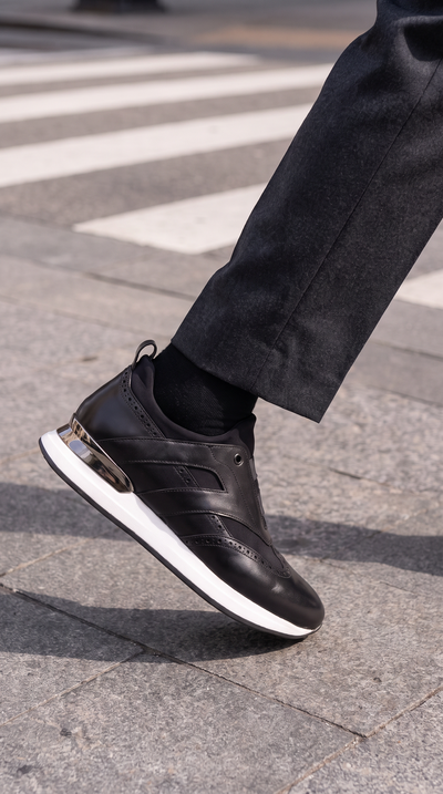 The Arcadia Black Leather Men Sneaker