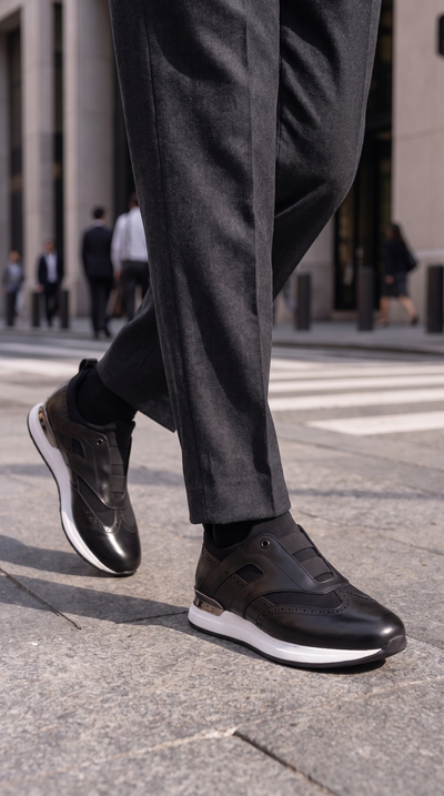 The Arcadia Black Leather Men Sneaker