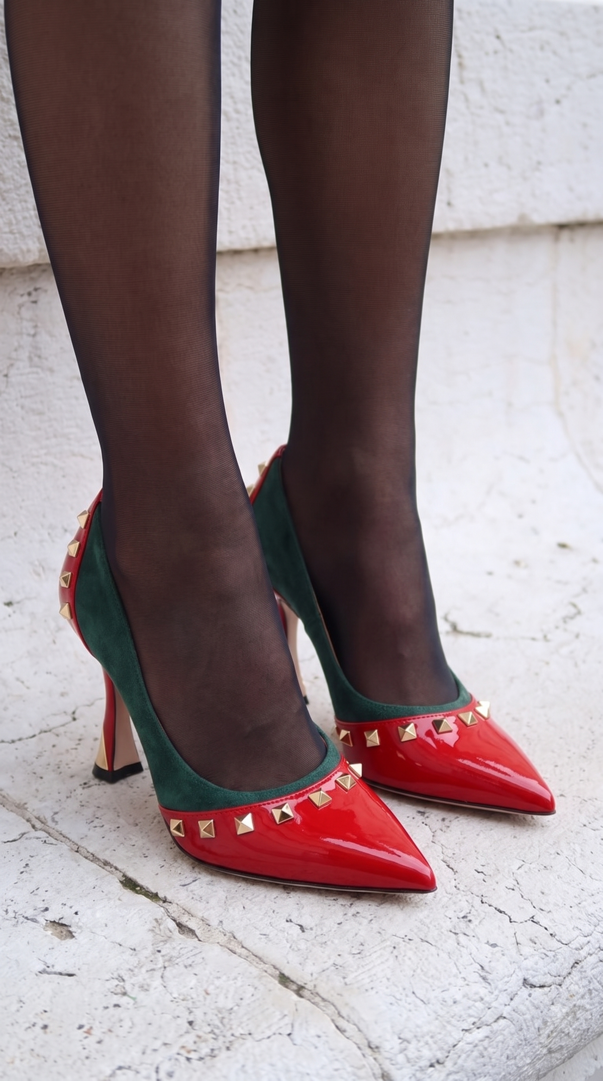 Vinci Leather The Bella Vita Studded Red & Green Leather Pump Women Shoe – product view 14