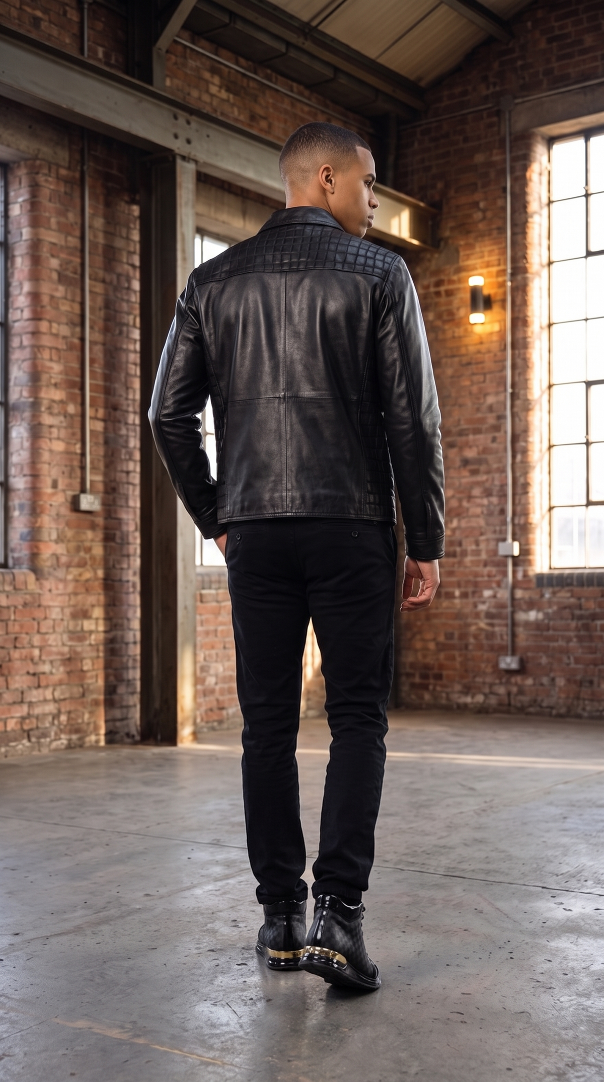 Vinci Leather The Emerson Black Leather Men Jacket – product view 10