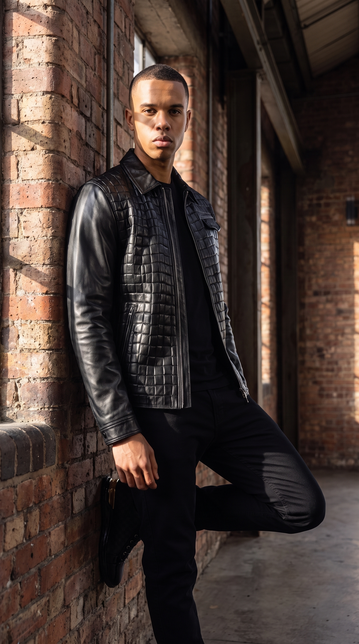 Vinci Leather The Emerson Black Leather Men Jacket – product view 11