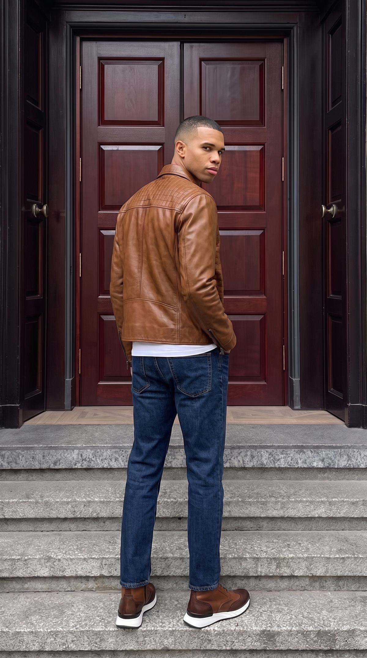 Vinci Leather The Emerson Tan Leather Men Jacket – product view 16