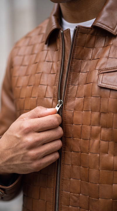 Vinci Leather The Emerson Tan Leather Men Jacket – product view 12