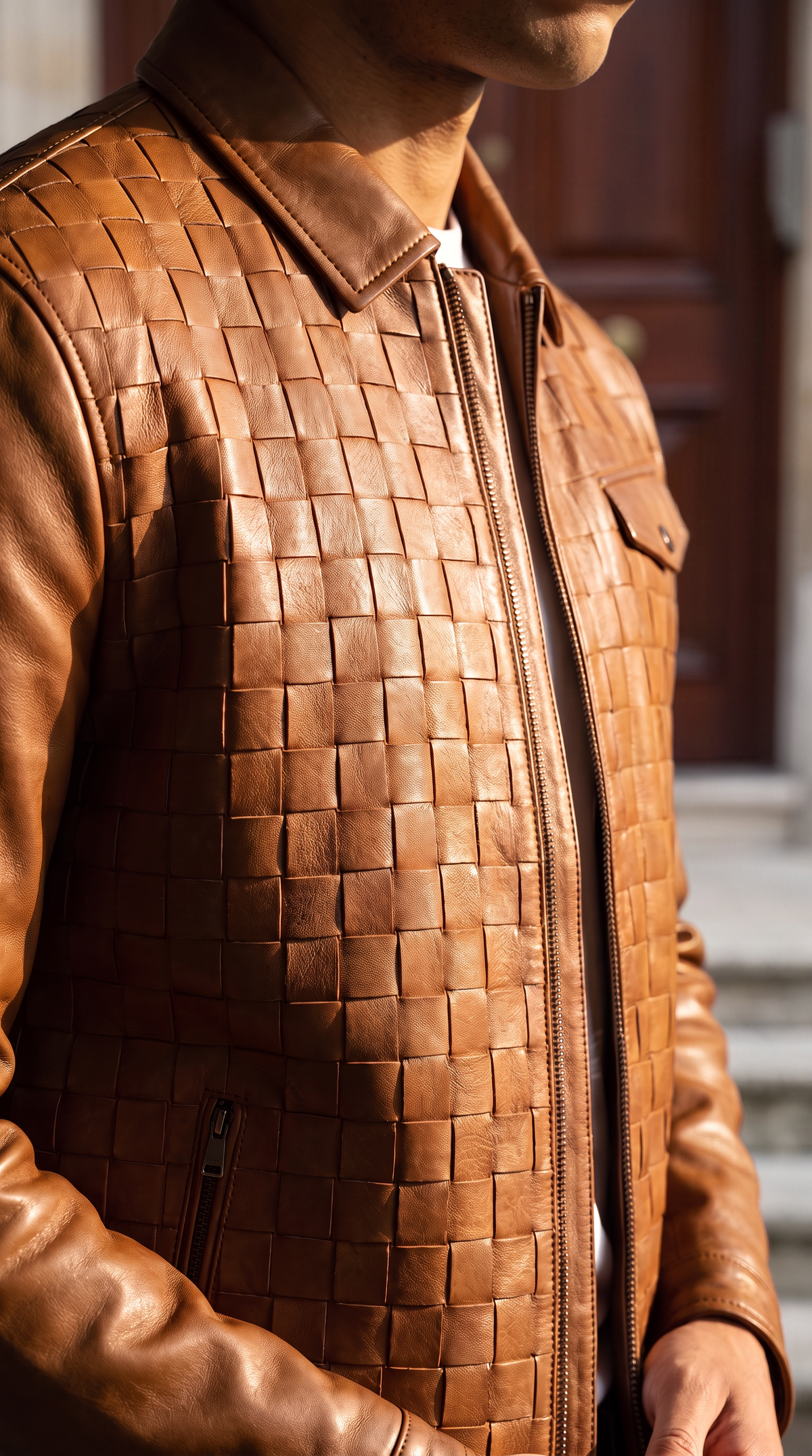 Vinci Leather The Emerson Tan Leather Men Jacket – product view 14
