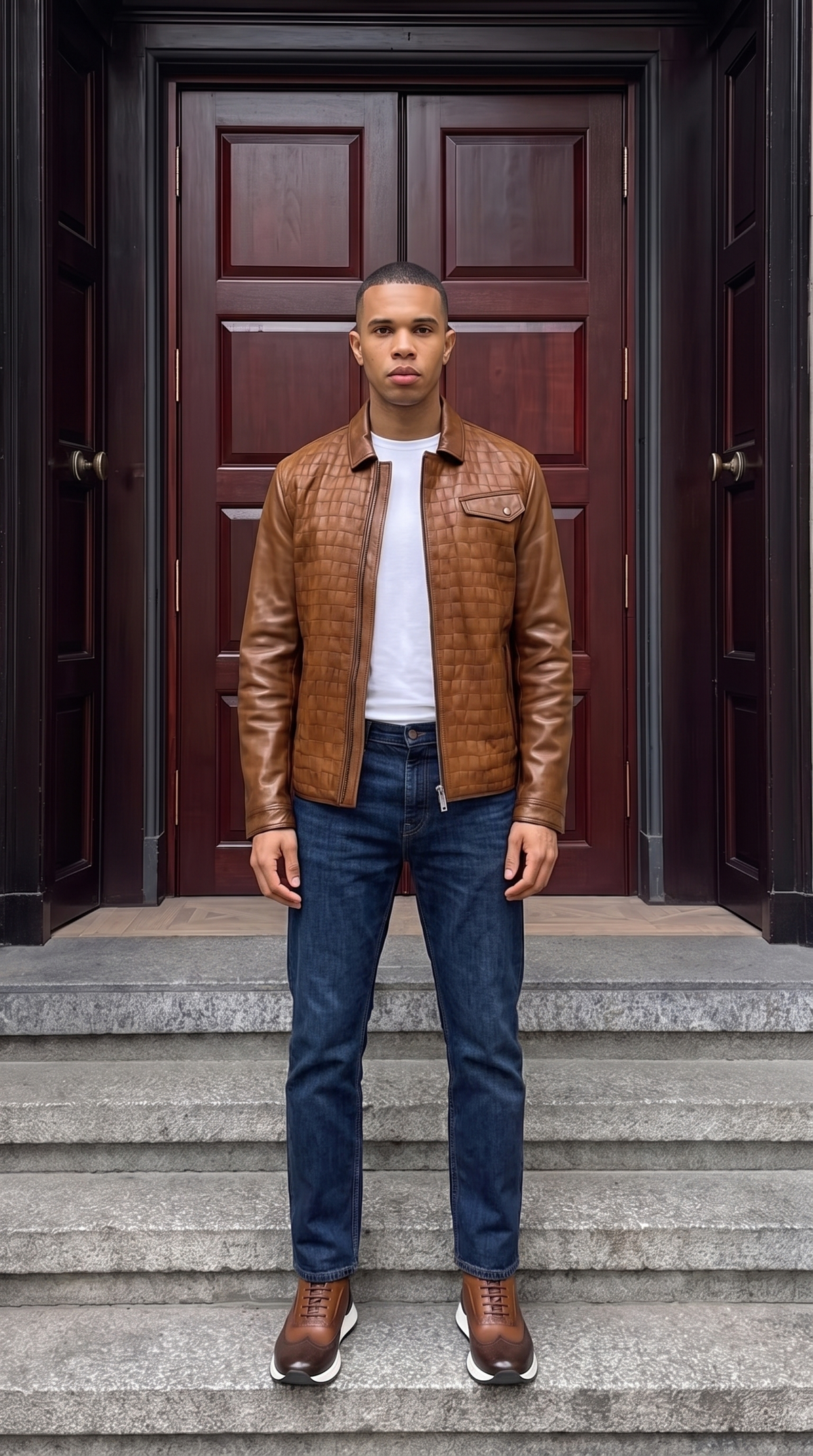 Vinci Leather The Emerson Tan Leather Men Jacket – product view 8