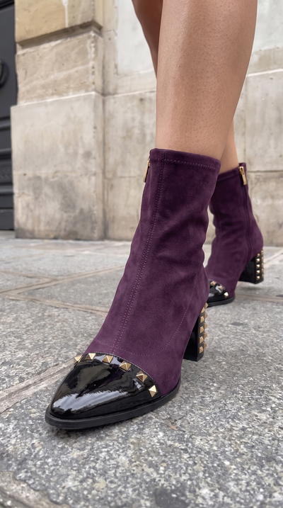 Vinci Leather The Amethyst Studded Deep Purple Suede Leather Women’s Boot – product view 10
