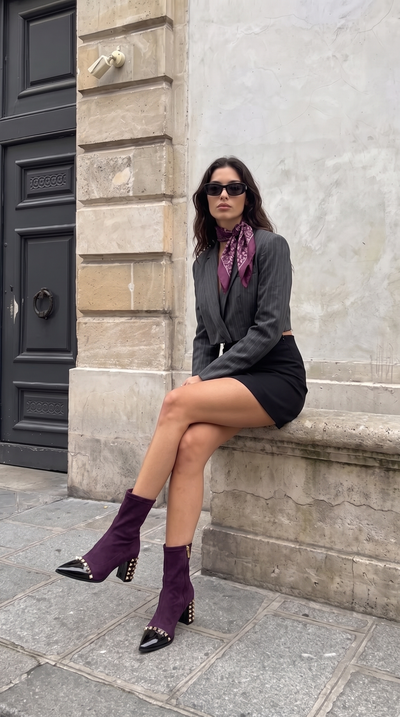 Vinci Leather The Amethyst Studded Deep Purple Suede Leather Women’s Boot – product view 12