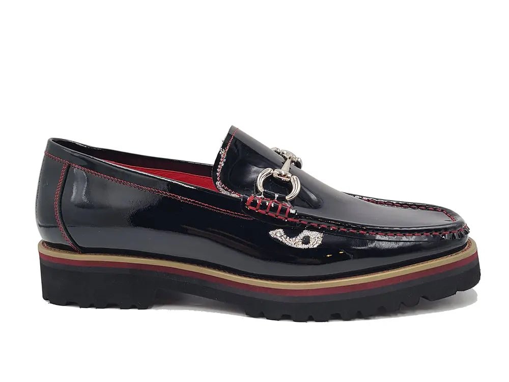 Carrucci Shoes Horse Bit Lug Sole Loafer Leather Full Leather Lining