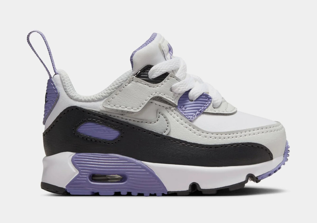 Nike Air Max 90 EasyOn Toddlers' (TD) Sneakers — White/Pink Foam/Armory Navy/Wolf Grey Leather Low-Top