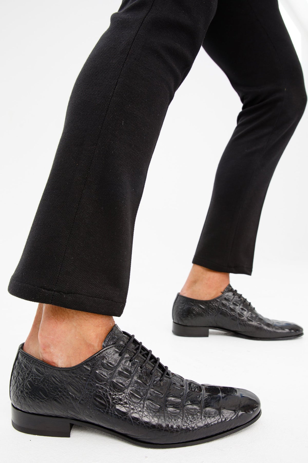 Vinci Leather The Randor Black Croc-Embossed Calf Leather Oxford Men Shoe – product view 12