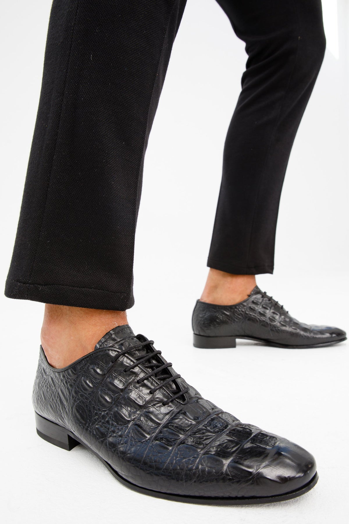 Vinci Leather The Randor Black Croc-Embossed Calf Leather Oxford Men Shoe – product view 11