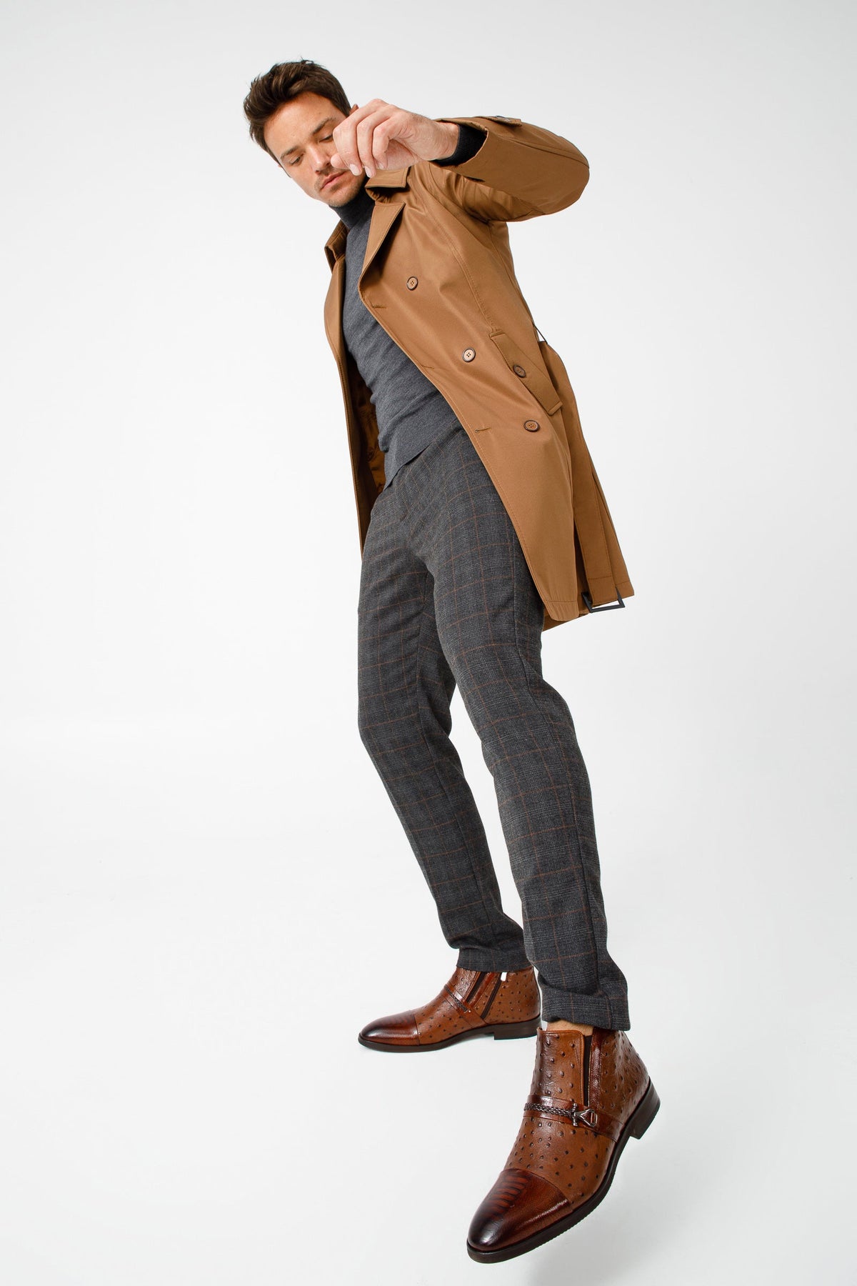 Vinci Leather The Dallas Tan Leather Bit Ankle Zip-Up Dress Men Boot – product view 15
