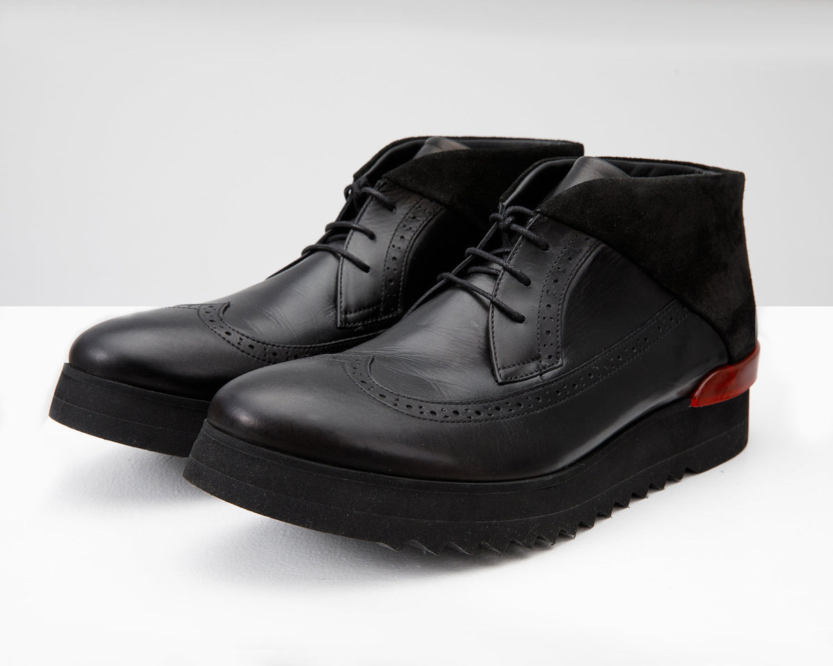 Vinci Leather The Kagan Black Wingtip Chukka Men Sneaker Boot – product view 3