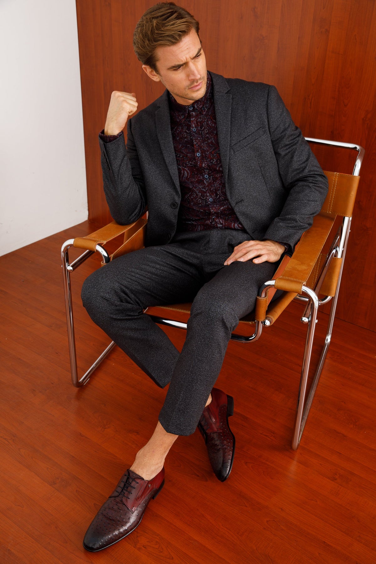 Vinci Leather The Porto Alegre Burgundy Leather Derby Men Shoe – product view 11