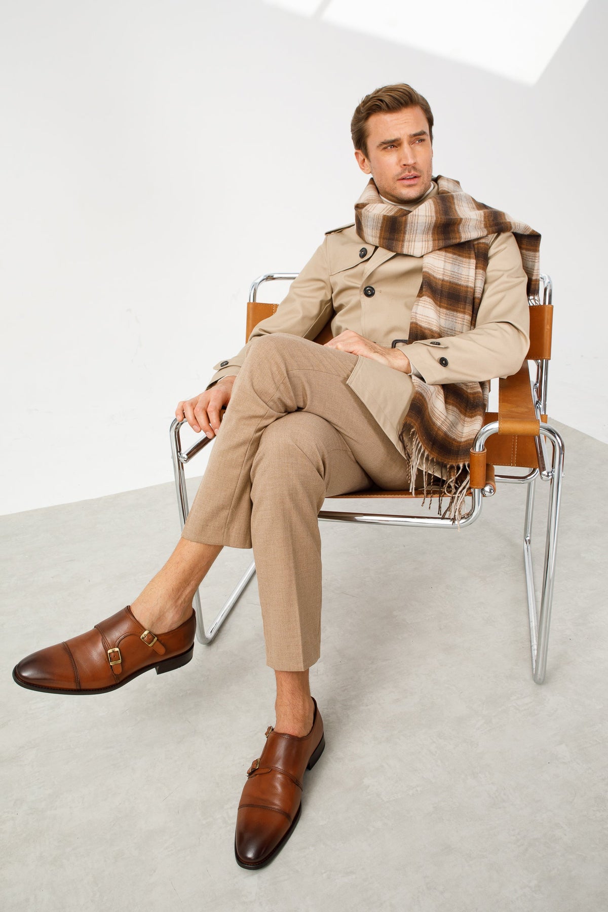 Vinci Leather The Essen Brown Cap Toe Double Monk Strap Men Shoe – product view 6