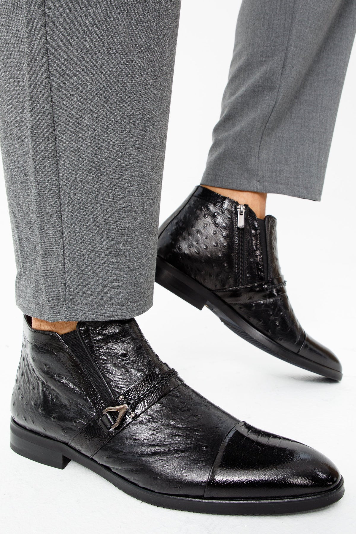 Vinci Leather The Dallas Black Leather Bit Ankle Zip-Up Dress Men Boot – product view 7
