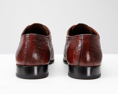 The Randor Burgundy Croc-Embossed Leather Oxford Men Shoe