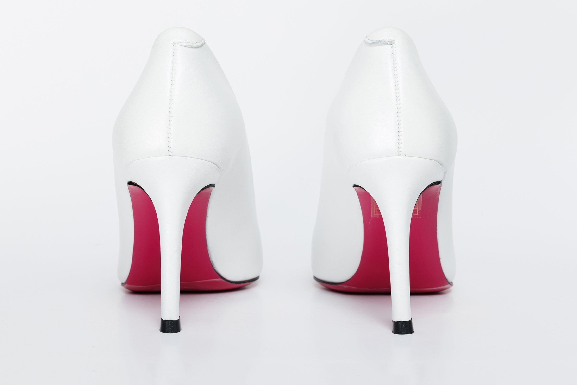 The Ege White Leather Pump Fuchsia Sole Women Shoe