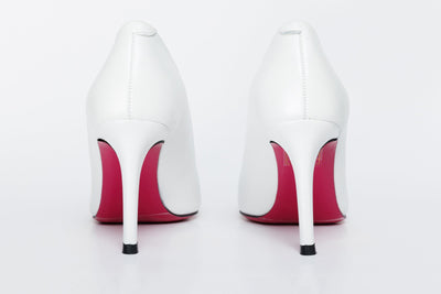 The Ege White Leather Pump Fuchsia Sole Women Shoe