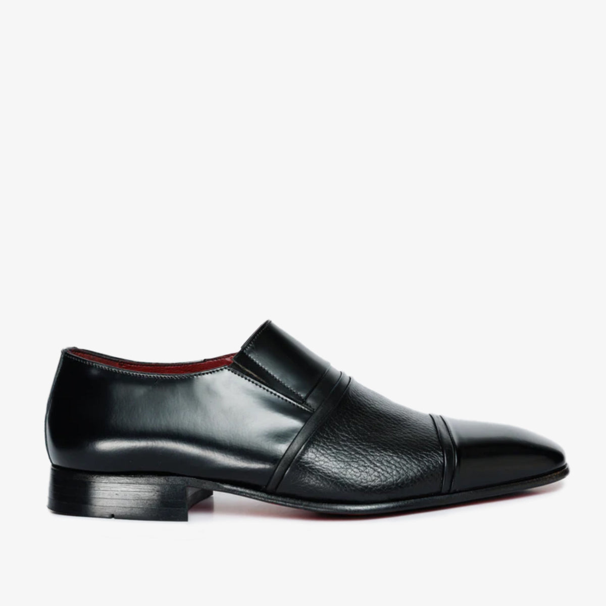 Vinci Leather The Everest Black Leather Cap Toe Dress Loafer Men Shoe – product view 1