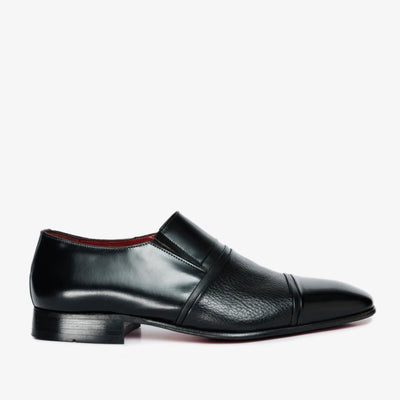 Vinci Leather The Everest Black Leather Cap Toe Dress Loafer Men Shoe – product view 1