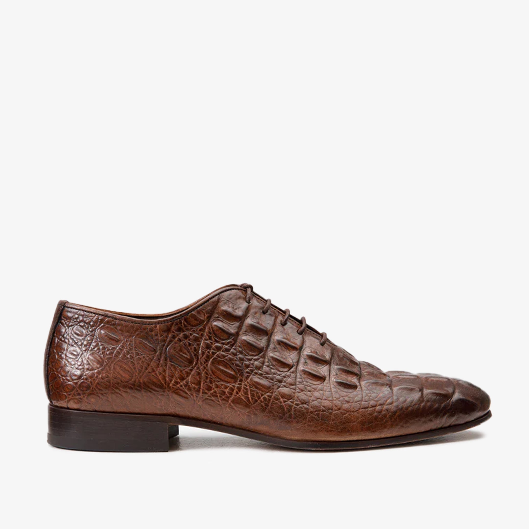 The Randor Brown Croc-Embossed Calf Leather Oxford Men Shoe