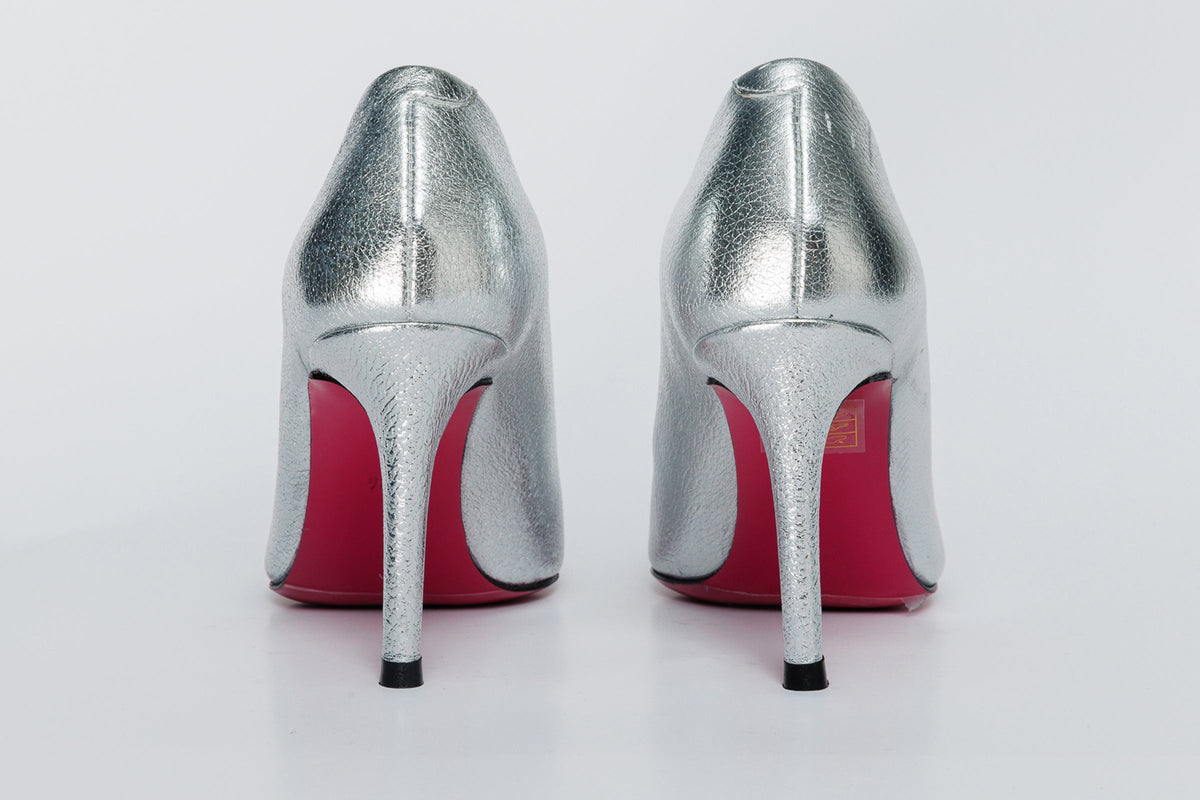 Vinci Leather The Ege Silver Leather Pump Fuchsia Sole Women Shoe – product view 3