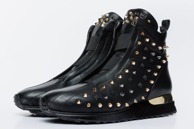 Vinci Leather The Infanta High-Top Black Spike Leather Women Sneaker Limited Edition – product view 2