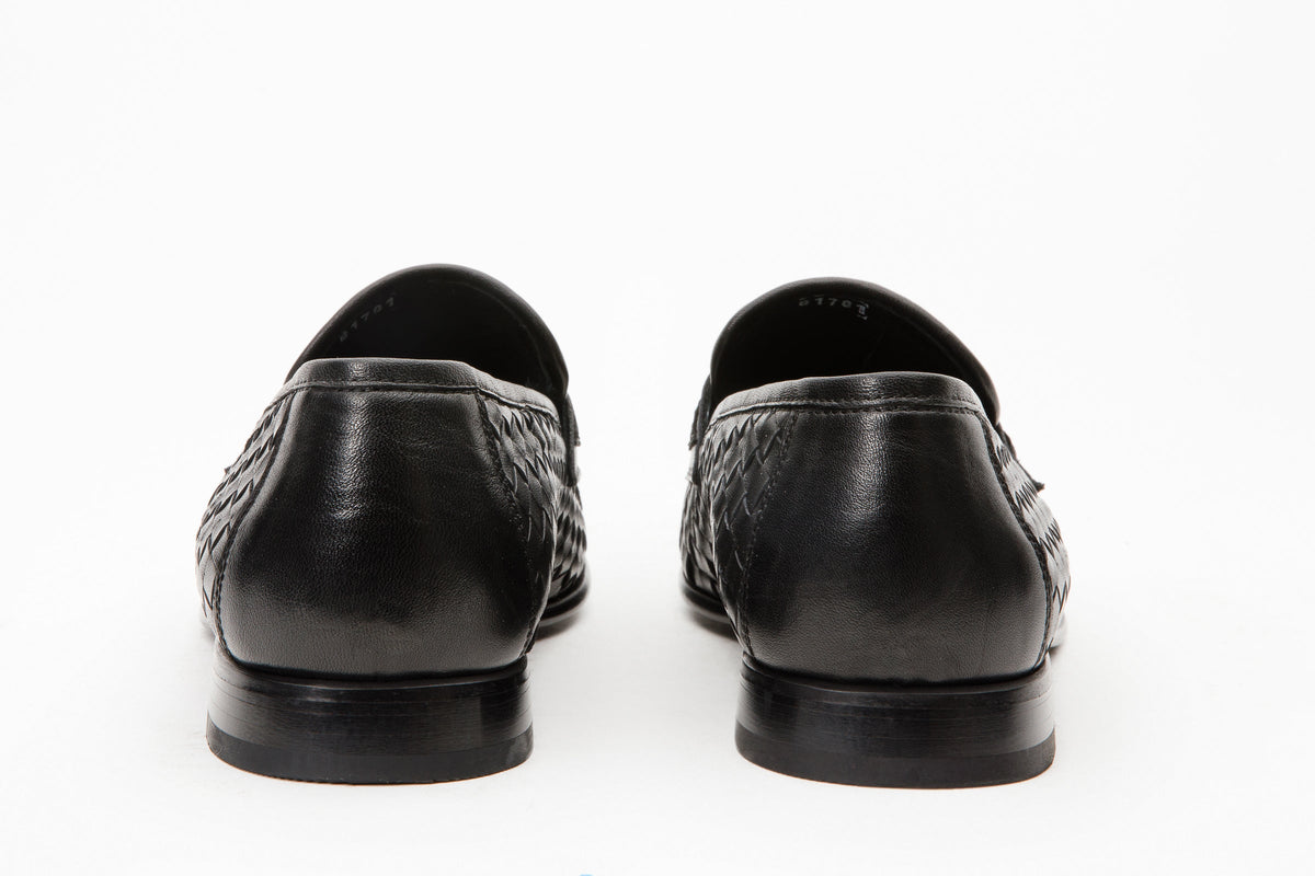 Vinci Leather The Grand Woven Leather Black  Men Shoe Penny Loafer – product view 5
