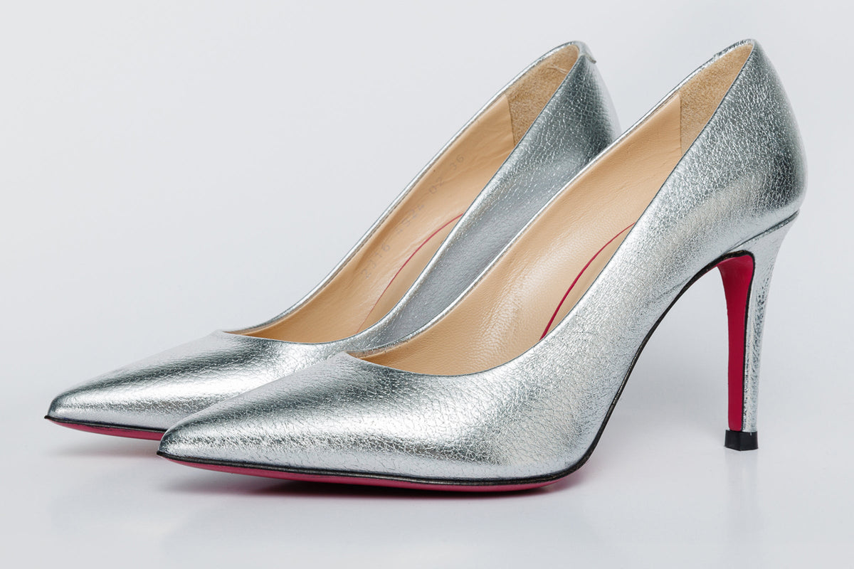 Vinci Leather The Ege Silver Leather Pump Fuchsia Sole Women Shoe – product view 2