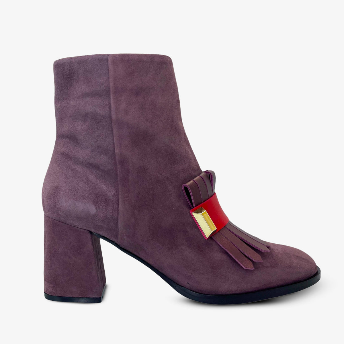 Vinci Leather The Luksor Rose Suede Leather Block Heel Women Boot – product view 1