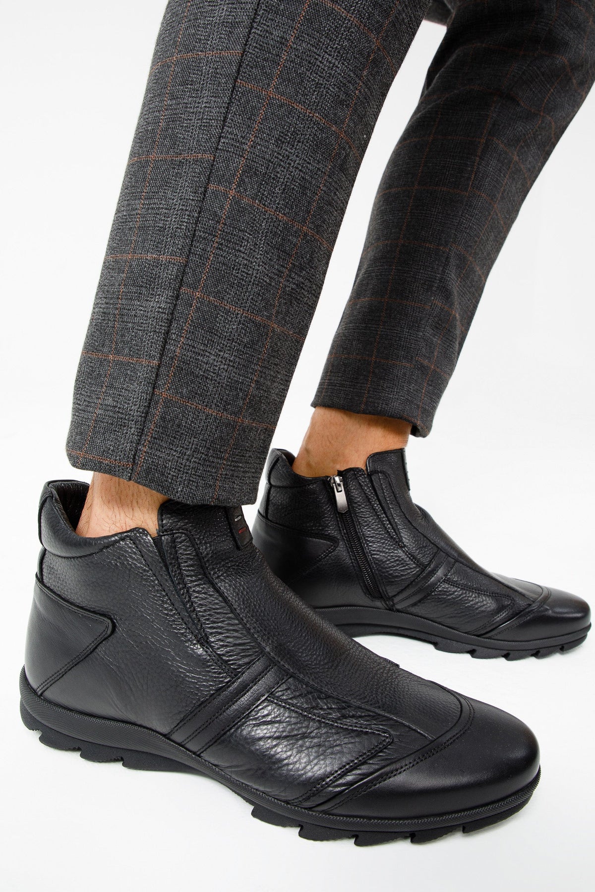 Vinci Leather The Montreal Black Leather Casual Zip-Up Ankle Men Boot – product view 10