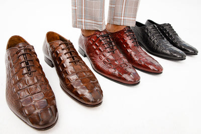The Randor Burgundy Croc-Embossed Leather Oxford Men Shoe