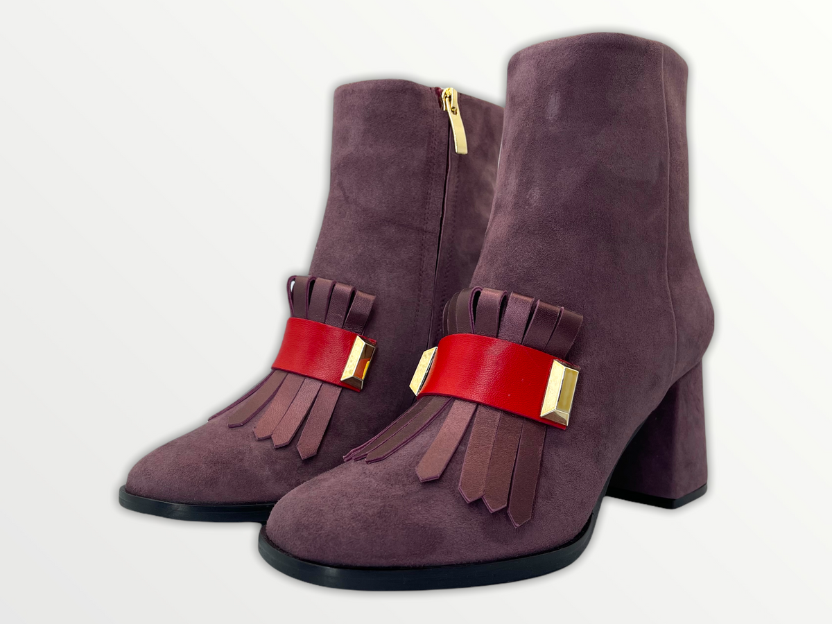 Vinci Leather The Luksor Rose Suede Leather Block Heel Women Boot – product view 2