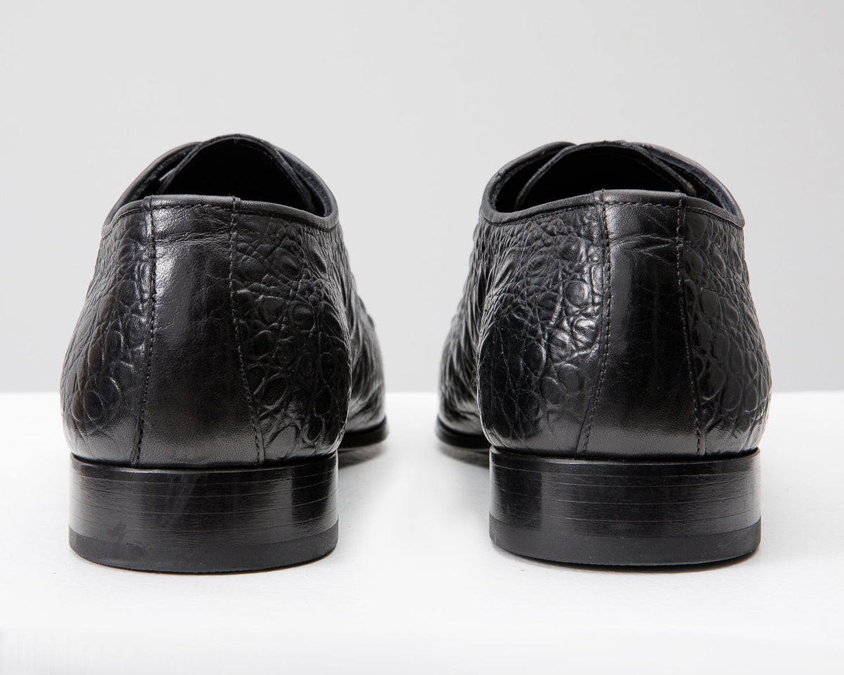 Vinci Leather The Randor Black Croc-Embossed Calf Leather Oxford Men Shoe – product view 6